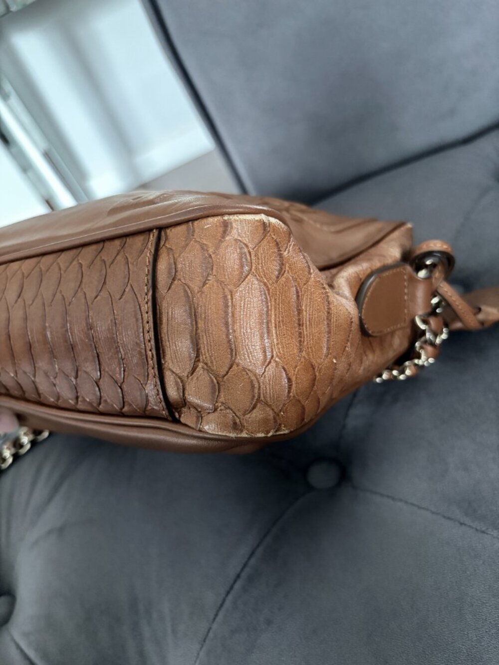 Rare Mulberry Maisie Shoulder Bag in Oak Silky Snake Print - Picture 13 of 16